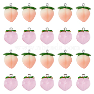 DICOSMETIC 40Pcs 2 Styles Resin Pendants, Imitation Fruit, Peach Charms, with Platinum Tone Iron Loops, Mixed Color, 20~27x17~22x12.5~17mm, Hole: 2mm, 20pcs/style(RESI-DC0001-11)