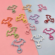 Spray Painted Alloy Swivel Lobster Claw Clasps, Swivel Snap Hook, Bat, Mixed Color, 40x40mm, Hole: 9mm(PW-WG46327-01)