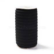 (Defective Closeout Sale: Spool was Yellowing) Flat Braided Elastic Rope Cord, Heavy Stretch Knit Elastic with Spool, Black, 13.5~14mm, about 100 yards(300 feet/roll)(EC-XCP0001-27B)