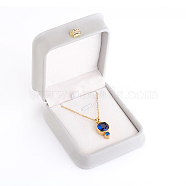 PU Leather Necklace Pendant Gift Boxes, with Golden Plated Iron Crown and Velvet Inside, for Wedding, Jewelry Storage Case, Light Grey, 8.4x7.2x4cm(LBOX-L005-F01)