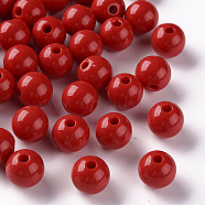 Opaque Acrylic Beads, Round, FireBrick, 10x9mm, Hole: 2mm, about 940pcs/500g(MACR-S370-C10mm-A14)