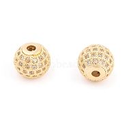 Ion Plating(IP) Cubic Zirconia Beads, Real 18K Gold Plated, 10x9.5mm, Hole: 2mm(KK-O146-02C-G)