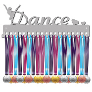 Fashion Iron Medal Hanger Holder Display Wall Rack, 20 Hooks, with Screws, Dancer Pattern, 150x400mm(ODIS-WH0037-070)