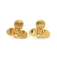 Rack Plating Brass Studs Earrings Finding, Cadmium Free & Lead Free, Long-lasting Plated, Flower, Golden, 13x15mm, Hole: 1.3mm, Pin: 0.8mm(KK-T072-16G)