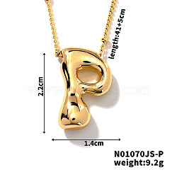 Simple and Stylish Brass Letter Pendant Satellite Chain Necklaces for Women Men, Golden, Letter P, 16.14 inch(41cm)(GF2554-16)