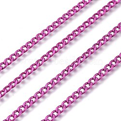 Electrophoresis 304 Stainless Steel Curb Chains, Unwelded, with Spool, Medium Violet Red, 4.2x2.6x0.6mm, about 32.8 Feet(10m)/roll(CHS-I003-Q04)