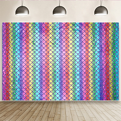 Polyester Mermaid/Fish Scales Fabric, Colorful, 1500x0.2mm(DIY-WH0410-21A)