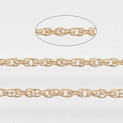Soldered Brass Coated Iron Rope Chains, with Spool, Light Gold, 2x1.4x0.3mm, about 39.37 Feet(12m)/roll(CH-T002-04LG)