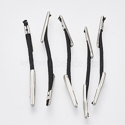 Elastic Barbed Cord, with Stainless Steel Findings, for Fixing Finger Ring, Black, 50~60x1mm(FIND-Q086-F-01)