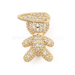 Brass Micro Pave Clear Cubic Zirconia Slide Charms, Long-Lasting Plated, Boy, Golden, 14.5x10.5x6mm, Hole: 10x2mm(ZIRC-I068-26G)