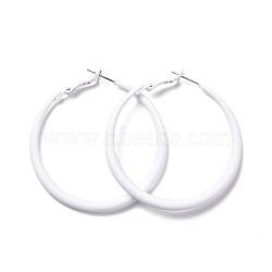 Alloy Big Hoop Earrings for Women, Spray Earrings with 925 Sterling Silver Pin, White, 6 Gauge, 50x4mm, Pin: 0.6mm(EJEW-M201-01F)