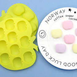DIY Apple Shape Food Grade Silicone Molds, Baking Cake Pans, 10 Cavities, for Teacher's Day, Yellow, 173x135x15mm(SOAP-PW0001-105)