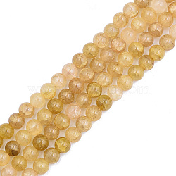 Crackle Glass Beads Strands, Dyed & Heated, Round, Goldenrod, 8x7mm, Hole: 1.8mm, about 104~107pcs/strand, 30.12 inch~30.91 inch(76.5~78.5cm)(GLAA-N046-004A-03)