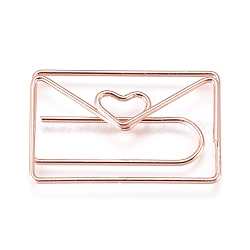 Envelope with Heart Shape Iron Paperclips, Cute Paper Clips, Funny Bookmark Marking Clips, Rose Gold, 19x30x3.5mm(X-TOOL-L008-018RG)