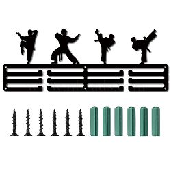 Fashion Iron Medal Hanger Holder Display Wall Rack, with Screws &  KARATE Pattern, Electrophoresis Black, 150x400mm(ODIS-WH0021-075)