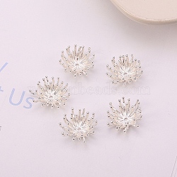 Brass Beads, Flower, Silver, 13x6mm, Hole: 1mm(FIND-WH0199-318S)