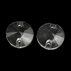 Glass Connector Charms, Faceted, Flat Round Links, Clear, 12x4mm, Hole: 1.2mm(GLAA-A006-19)