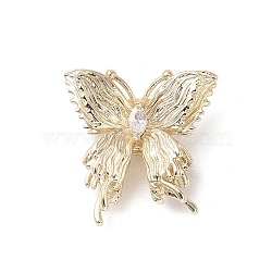 Brass Micro Pave Clear Cubic Zirconia Beads, Butterfly, Real 18K Gold Plated, 23x22x9mm, Hole: 1.2mm(KK-L208-69G)