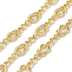 Rack Plating Brass Bowknot Link Chains, Soldered, with Spool, Cadmium Free & Lead Free, Real 18K Gold Plated, 20.5x7.5x2mm, 7x5x1mm(CHC-C005-06G)