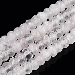 Natural Rose Quartz Bead Strands, Faceted, Rondelle, 6x4mm, Hole: 1mm(G-R402-4x6-16)