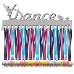 Fashion Iron Medal Hanger Holder Display Wall Rack, 20 Hooks, with Screws, Dancer Pattern, 150x400mm(ODIS-WH0037-070)