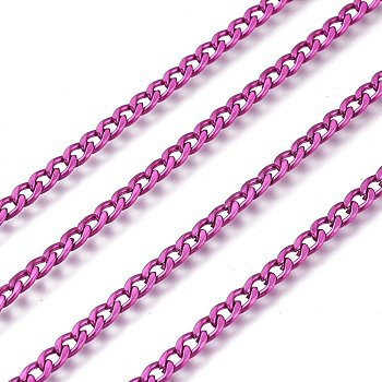 Electrophoresis 304 Stainless Steel Curb Chains, Unwelded, with Spool, Medium Violet Red, 4.2x2.6x0.6mm, about 32.8 Feet(10m)/roll