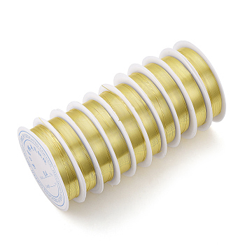 Round Copper Jewelry Wire, Long-Lasting Plated, Light Gold, 24 Gauge, 0.5mm, about 20.34 Feet(6.2m)/roll