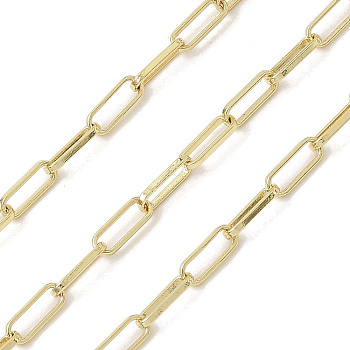 Rack Plating Oval Brass Curb Chains, Unwelded, with Spool, Long-Lasting Plated, Cadmium Free & Lead Free, Real 18K Gold Plated, 10x3.5x1mm