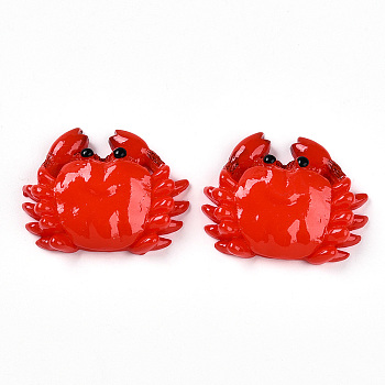 Resin Cabochons, Crab, Tomato, 34.5~35x44.3~45x10.5~11mm