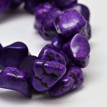 Dyed Nuggets Natural Howlite Beads Strands, Indigo, 11~17x10~17mm, Hole: 1mm, about 15.7 inch