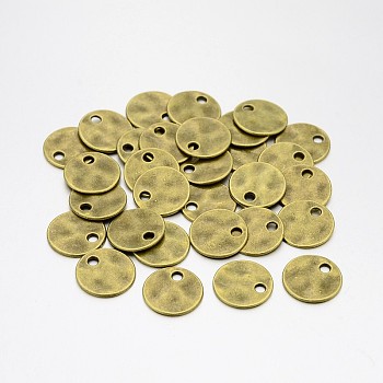 Tibetan Style Alloy Stamping Blank Tag Pendants, Cadmium Free & Nickel Free & Lead Free, Flat Round, Antique Bronze, 19x1mm, Hole: 3mm