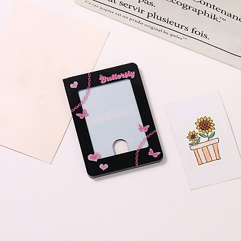 Acrylic Photocard Sleeve Keychain, with Ball Chains and Rectangle Clear Window, Rectangle, Black, Butterfly Farm, 105x75mm