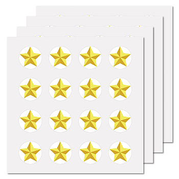 8 Sheets Plastic Waterproof Self-Adhesive Picture Stickers, Round Dot Cartoon Decals for Kid's Art Craft, Star, 150x150mm