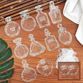 Transparent Dried Flower Bookmarks Crafts Kit, Clear Drift Bottle Bookmarks, Glassware Stickers, Self-adhesive, Clear, 80~90x40~60mm, 10 style, 2pcs/style, 20pcs/set