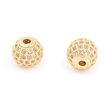 Ion Plating(IP) Cubic Zirconia Beads, Real 18K Gold Plated, 10x9.5mm, Hole: 2mm