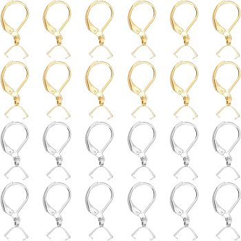 40Pcs 2 Colors 304 Stainless Steel Leverback Earring Findings with Pendant Bails, Golden & Stainless Steel Color, 23.5x12x2.5mm, Pin: 0.8mm and 0.6mm, 20pcs/color