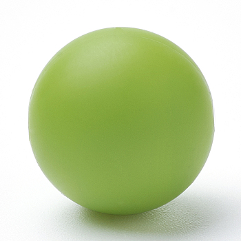 Food Grade Eco-Friendly Silicone Beads, Round, Yellow Green, 8~10mm, Hole: 1~2mm