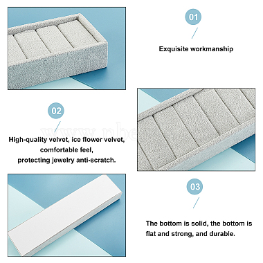 ベルベットで覆われたMDFブレスレットディスプレイトレイ(BDIS-WH0002-12B)-4