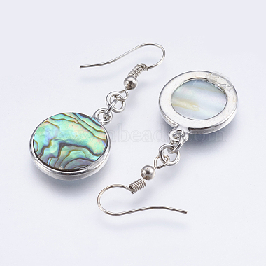 Abalone Shell/Paua Shell Dangle Earrings(EJEW-F147-A08)-2