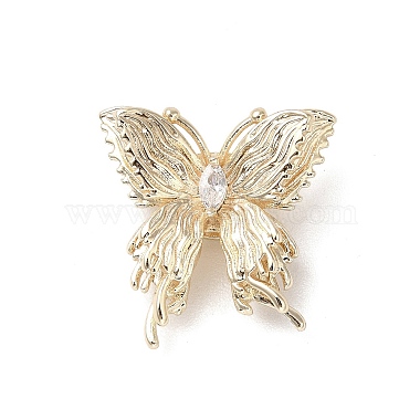 Real 18K Gold Plated Clear Butterfly Brass+Cubic Zirconia Beads