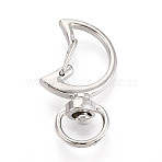 Alloy Swivel Snap Hook Clasps, Moon, Platinum, 33x16.8x5.6mm, Hole: 5x9.1mm(PALLOY-T090-78P)