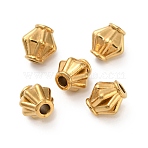 304 Stainless Steel Beads, Rhombus, Ion Plating(IP), Real 18K Gold Plated, 6x5.5x5mm, Hole: 1.6mm(STAS-D204-12G)