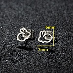 201 Stainless Steel Stud Earrings, Stainless Steel Color, Rabbit, 6x7mm(FS-WGB18B1-10)