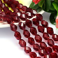 Faceted Polyhedron Imitation Austrian Crystal Bead Strands, Grade AAA, Dark Red, 11x8mm, Hole: 0.9~1mm, about 37pcs/strand, 15.7 inches(G-M190-11x8mm-05A)