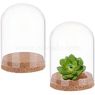 2 Sets High Borosilicate Glass Dome Cover, Decorative Display Case, Cloche Bell Jar Terrarium with Wood Cork Base, Clear, 90x120mm(DJEW-NB0001-20)