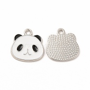 Alloy Enamel Pendants, Panda Charm, Platinum, 16x16.5x1mm, Hole: 2mm(PALLOY-I217-20P)