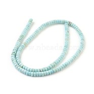 Natural Magnesite Beads Strands, Dyed, Heishi Beads, Flat Round/Disc, Light Blue, 4x2~2.5mm, Hole: 0.8mm, about 159pcs/strand, 15.7 inch(40cm)(G-P398-F)