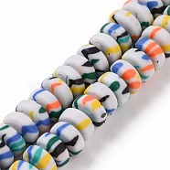 Handmade Polyester Clay Beads Strand, Abacus, Silver, 6.5~7.5x3~3.5mm, Hole: 1.4~1.8mm, about 111~117pcs/strand, 15.63''~16.14''(39.7~41cm)(CLAY-P001-02C)