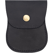 New Men's Leather Card Holders, Waist Belt Wallets, with Alloy Snap Button, Black, 9.8x7.85x0.7cm(ABAG-WH0038-12C)