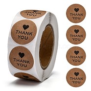 DIY Scrapbook, 1 Inch Thank You Stickers, Decorative Adhesive Tapes, Flat Round with Word Thank You, BurlyWood, 25mm, about 500pcs/roll(X1-DIY-L028-A03)